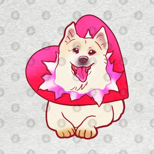 YOUR VALENTINE IS HERE (SHIBA SAMOYED) HEART PRESENT SHIRT by Angsty-angst